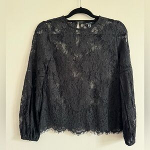 ASOS New Look Womens Lace Black Long Sleeve Shirt